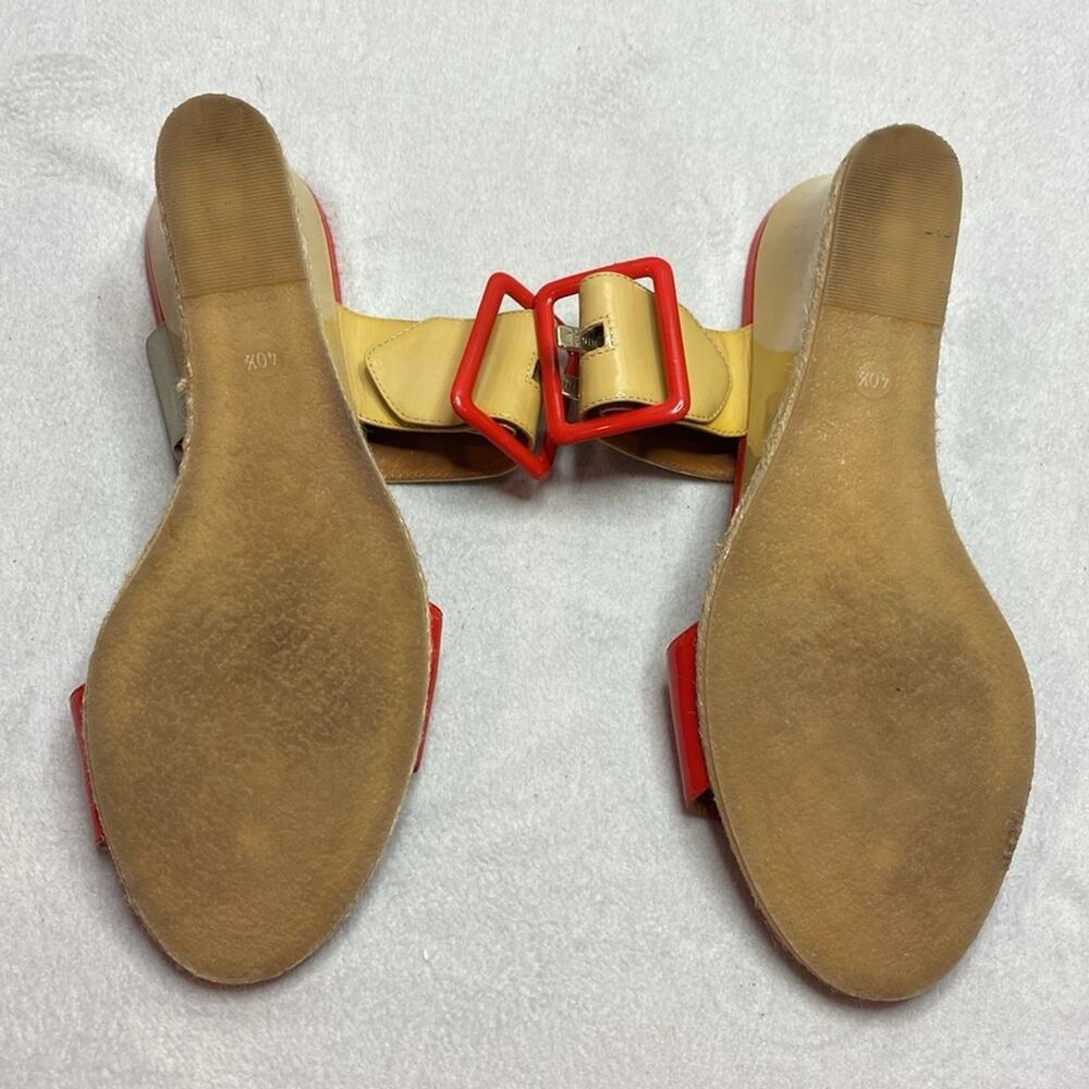 Fendi Red and Tan Patent Leather Strappy wedged sandals size 40 1/2 - Picture 6 of 6